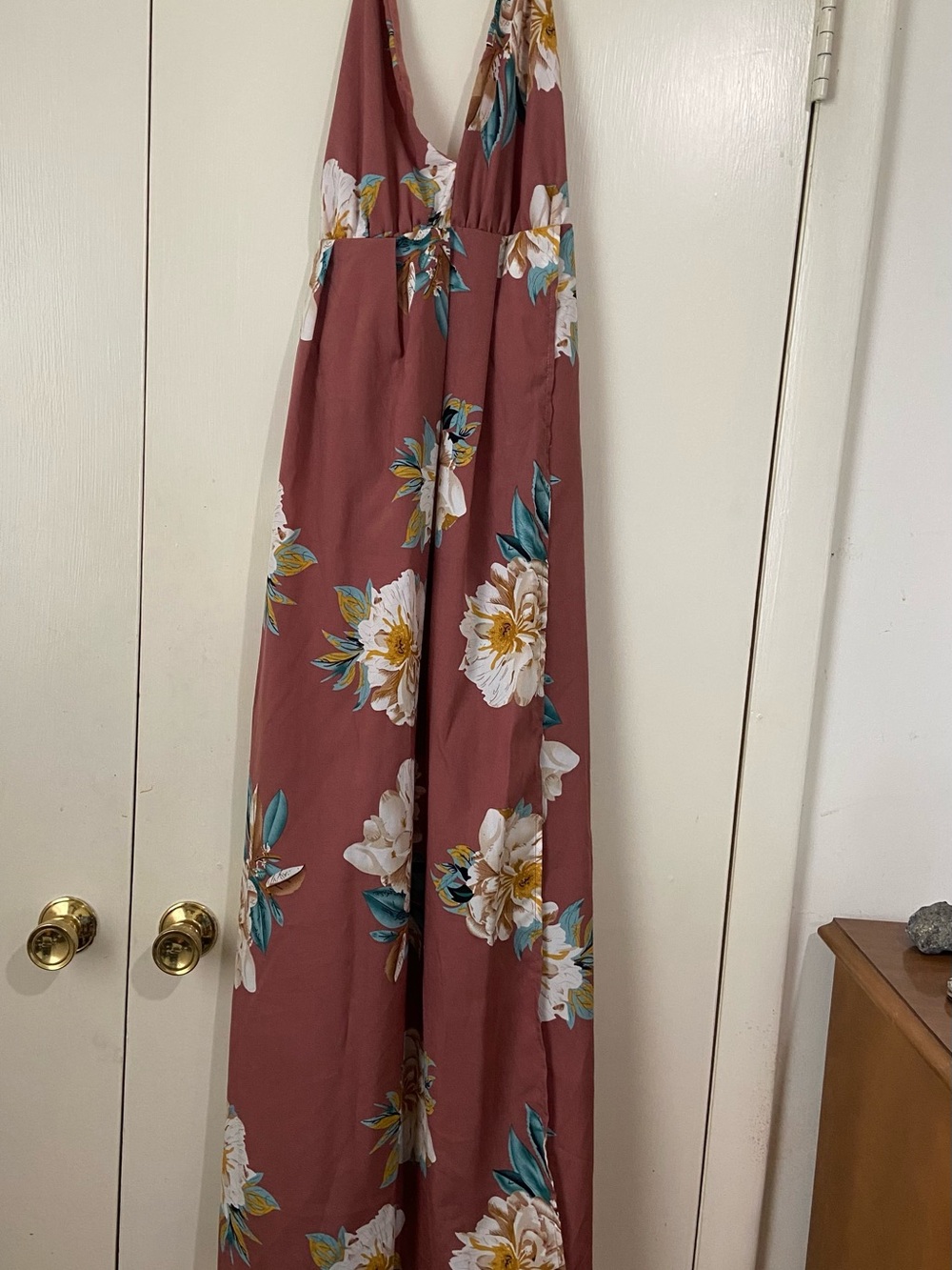 Floral Sleeveless Halter dress - Mauve Floral